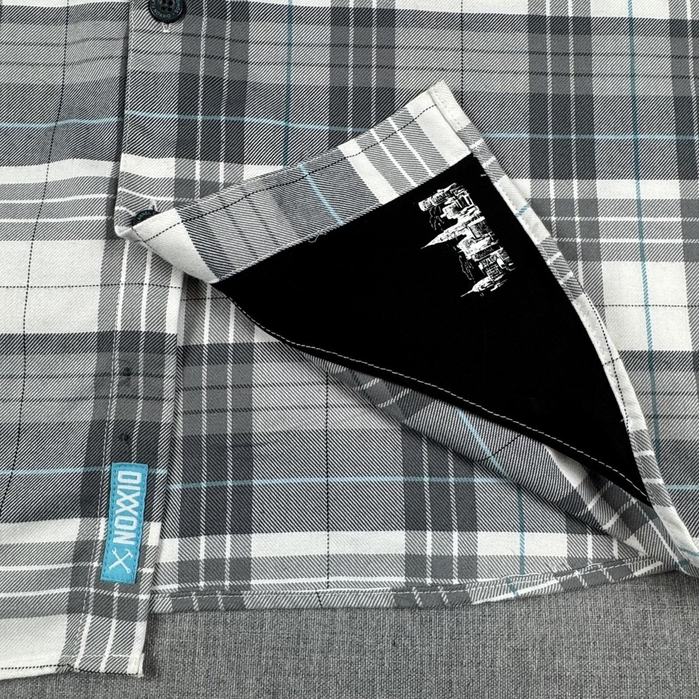 Dixxon Shirt Mens 3XL Gray White Plaid Button Up Long Sleeve SoHo NYC Flannel - Picture 2 of 10